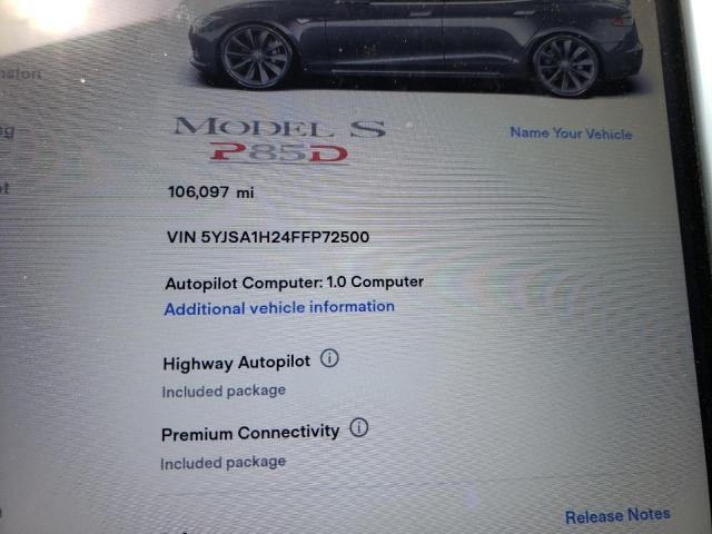 Photo 8 from auction – 2015 TESLA MODEL S 85 with VIN 5YJSA1H24FFP72500