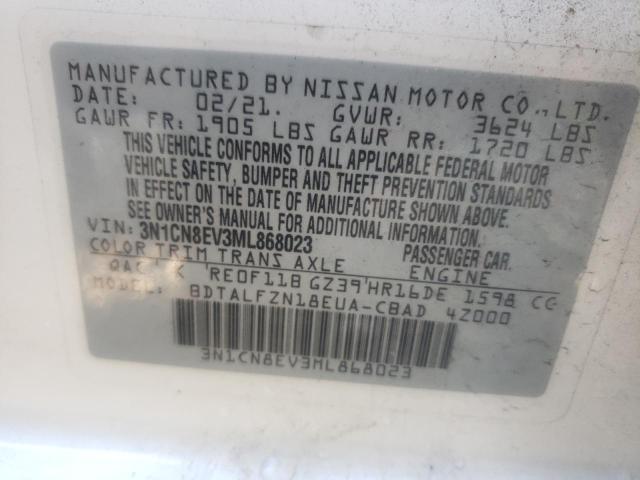 Photo 10 from auction – 2021 NISSAN VERSA SV with VIN 3N1CN8EV3ML868023