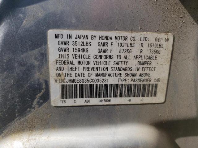 Photo 10 from auction – 2012 HONDA FIT with VIN JHMGE8G35CC035231