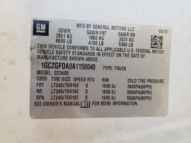 Photo 10 from auction – 2010 CHEVROLET EXPRESS G2 with VIN 1GCZGFDA0A1158049