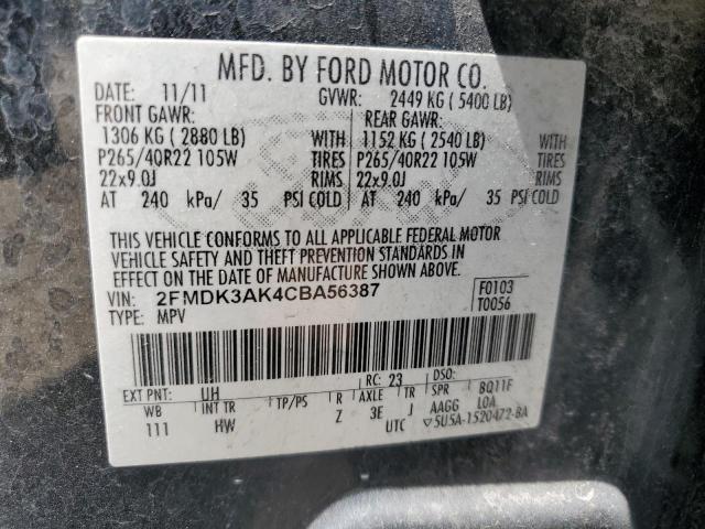 Photo 10 from auction – 2012 FORD EDGE SPORT with VIN 2FMDK3AK4CBA56387