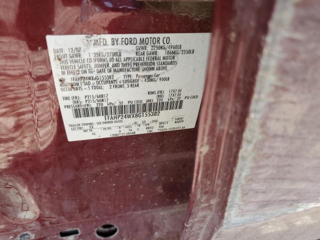 Photo 10 from auction – 2008 FORD TAURUS SEL with VIN 1FAHP24WX8G155382