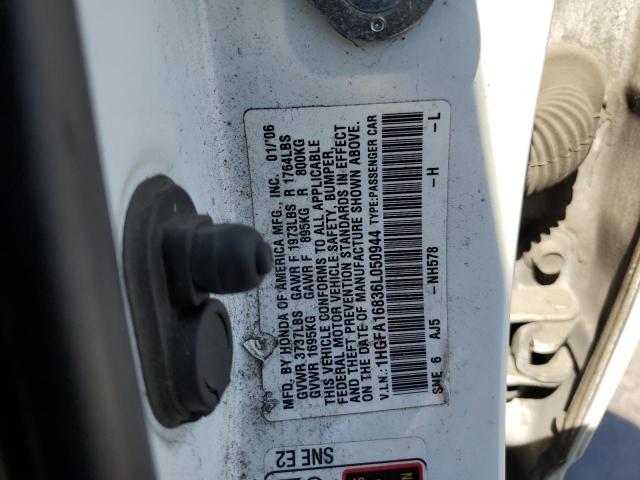 Photo 10 from auction – 2006 HONDA CIVIC EX with VIN 1HGFA16836L050944
