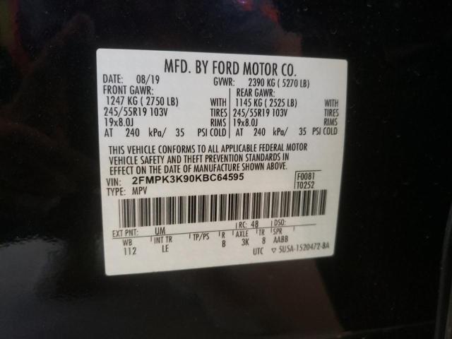 Photo 10 from auction – 2019 FORD EDGE TITAN with VIN 2FMPK3K90KBC64595