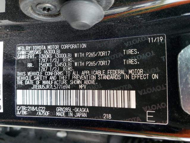 Photo 10 from auction – 2020 TOYOTA 4RUNNER SR with VIN JTEBU5JR7L5771694