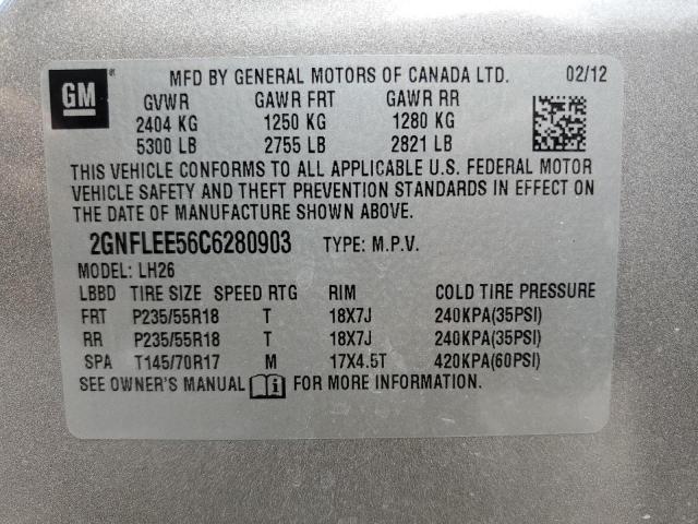 Photo 10 from auction – 2012 CHEVROLET EQUINOX LT with VIN 2GNFLEE56C6280903