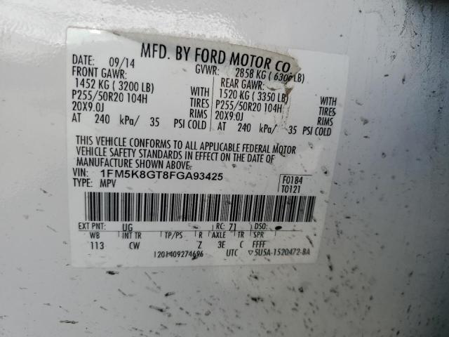 Photo 10 from auction – 2015 FORD EXPLORER S with VIN 1FM5K8GT8FGA93425