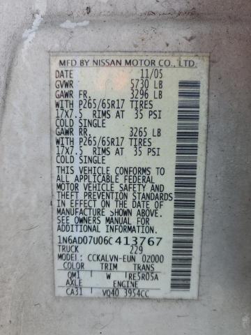 Photo 10 from auction – 2006 NISSAN FRONTIER C with VIN 1N6AD07U06C413767