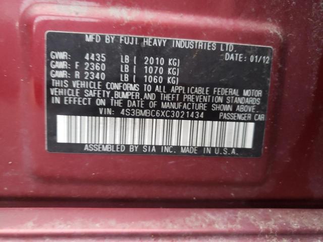 Photo 10 from auction – 2012 SUBARU LEGACY 2.5 with VIN 4S3BMBC6XC3021434