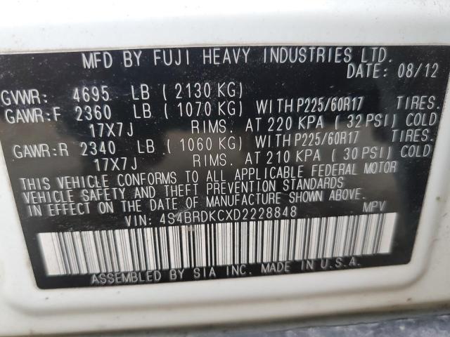 Photo 10 from auction – 2013 SUBARU OUTBACK 3. with VIN 4S4BRDKCXD2228848