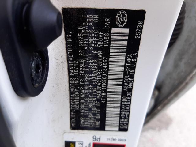 Photo 10 from auction – 2012 TOYOTA CAMRY BASE with VIN 4T1BF1FK8CU184067