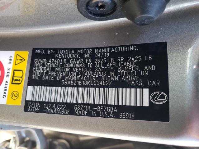 Photo 10 from auction – 2019 LEXUS ES 350 with VIN 58ABZ1B18KU034827