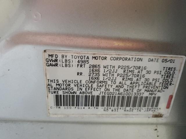 Photo 10 from auction – 2001 TOYOTA HIGHLANDER with VIN JTEGD21A610013337