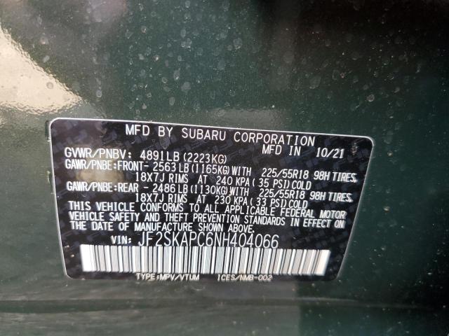 Photo 10 from auction – 2022 SUBARU FORESTER L with VIN JF2SKAPC6NH404066