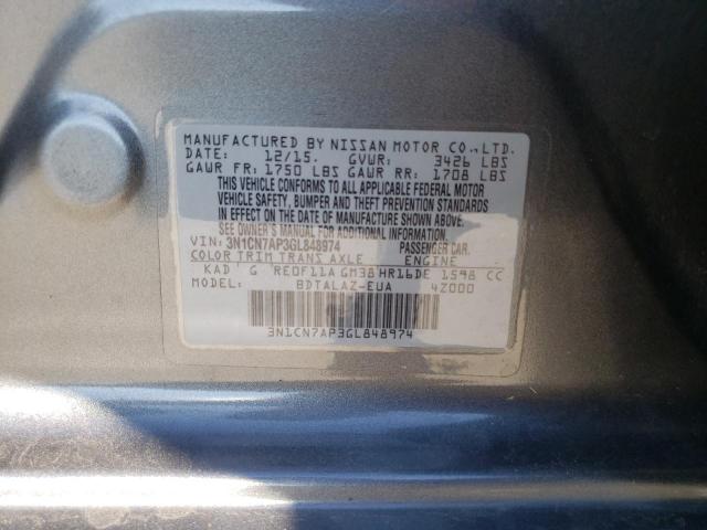 Photo 10 from auction – 2016 NISSAN VERSA S with VIN 3N1CN7AP3GL848974