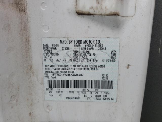 Photo 10 from auction – 2008 FORD F150 with VIN 1FTRX14W88KD28287