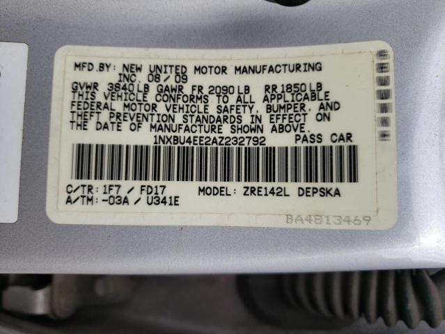 Photo 10 from auction – 2010 TOYOTA COROLLA BA with VIN 1NXBU4EE2AZ232792