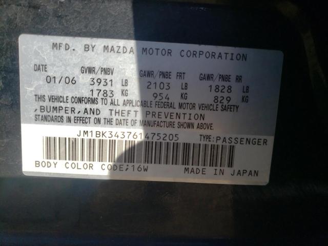 Photo 10 from auction – 2006 MAZDA 3 HATCHBAC with VIN JM1BK343761475205