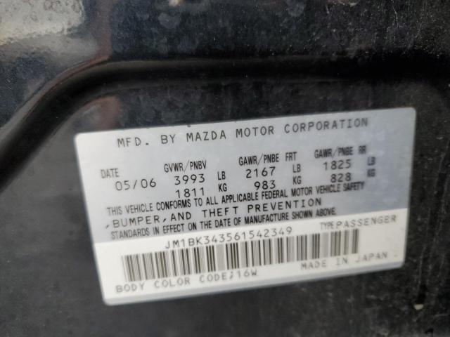 Photo 10 from auction – 2006 MAZDA 3 HATCHBAC with VIN JM1BK343561542349