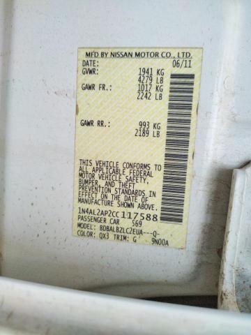 Photo 10 from auction – 2012 NISSAN ALTIMA with VIN 1N4AL2AP2CC117588