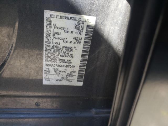 Photo 10 from auction – 2004 NISSAN TITAN XE with VIN 1N6AA07A64N587049
