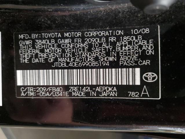Photo 10 from auction – 2009 TOYOTA COROLLA BA with VIN JTDBL40E699085194