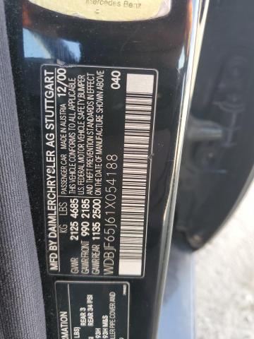 Photo 10 from auction – 2001 MERCEDES-BENZ E 320 with VIN WDBJF65J61X054188