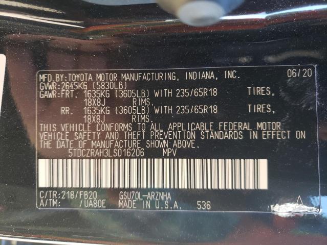 Photo 10 from auction – 2020 TOYOTA HIGHLANDER with VIN 5TDCZRAH3LS016206