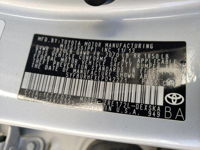 Photo 10 from auction – 2014 TOYOTA COROLLA L with VIN 5YFBURHEXEP042271