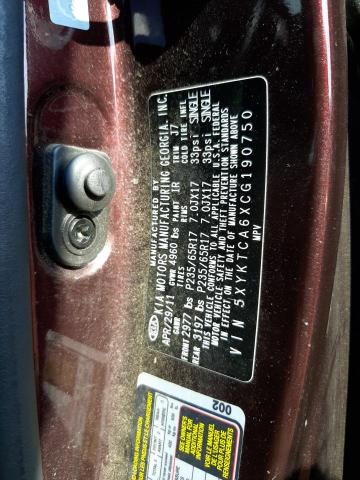 Photo 10 from auction – 2012 KIA SORENTO BA with VIN 5XYKTCA6XCG190750