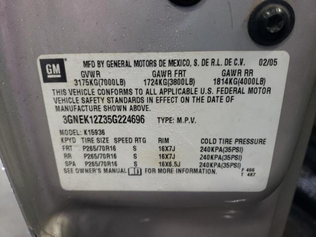 Photo 10 from auction – 2005 CHEVROLET AVALANCHE with VIN 3GNEK12Z35G224696