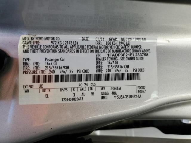 Photo 10 from auction – 2014 FORD FOCUS SE with VIN 1FADP3F21EL233758