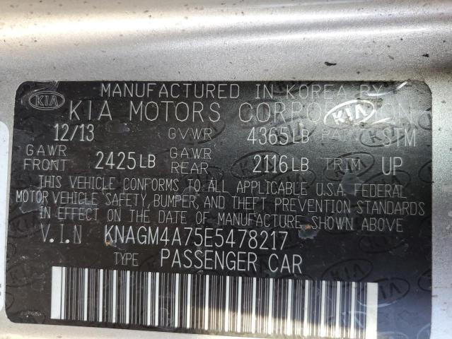 Photo 10 from auction – 2014 KIA OPTIMA LX with VIN KNAGM4A75E5478217