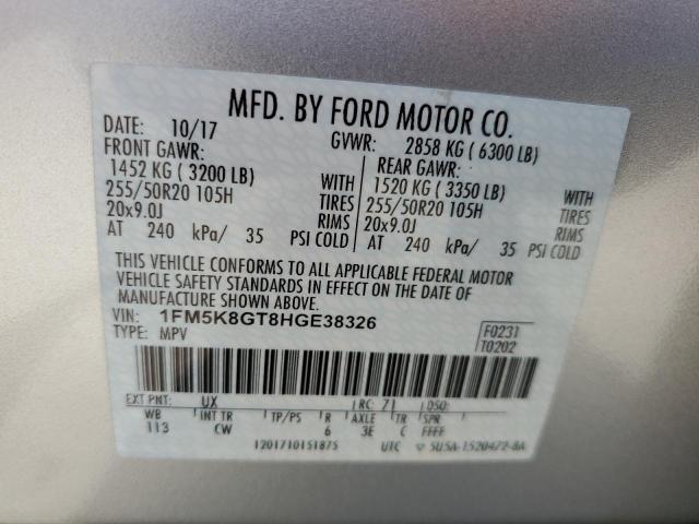 Photo 10 from auction – 2017 FORD EXPLORER S with VIN 1FM5K8GT8HGE38326