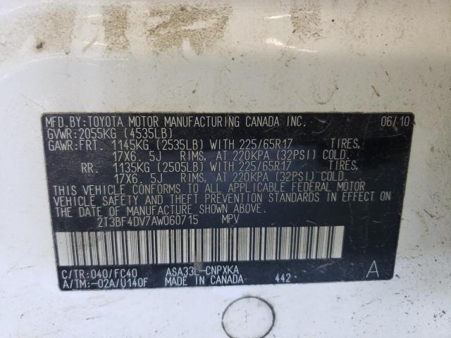 Foto 10 de la subasta – 2010 TOYOTA RAV4 con VIN 2T3BF4DV7AW060715