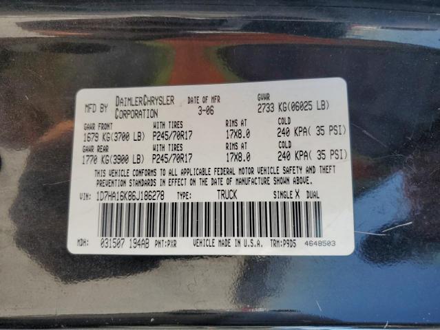 Photo 10 from auction – 2006 DODGE RAM 1500 S with VIN 1D7HA16K86J186278