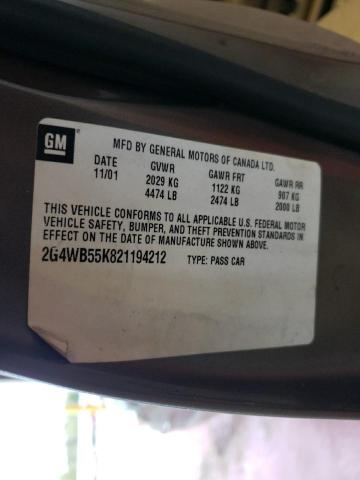 Photo 10 from auction – 2002 BUICK REGAL LS with VIN 2G4WB55K821194212