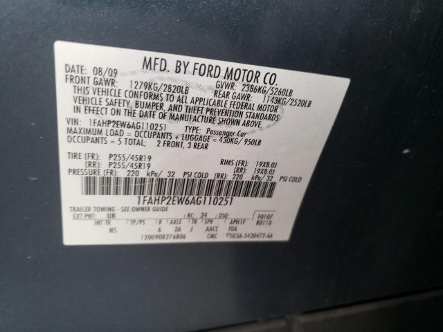 Photo 10 from auction – 2010 FORD TAURUS SEL with VIN 1FAHP2EW6AG110251