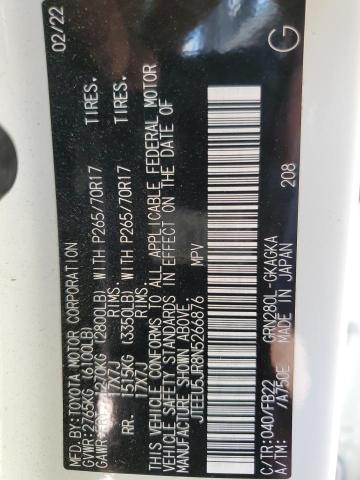 Photo 10 from auction – 2022 TOYOTA 4RUNNER SR with VIN JTEEU5JR8N5266876