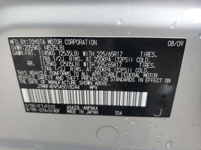 Photo 10 from auction – 2010 TOYOTA RAV4 with VIN JTMBF4DV5A5018244