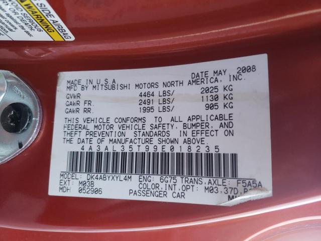 Photo 10 from auction – 2009 MITSUBISHI ECLIPSE SP with VIN 4A3AL35T99E018235