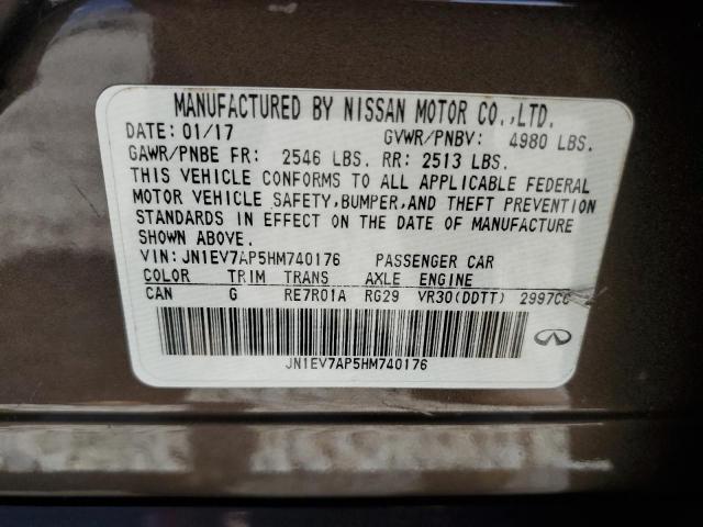Photo 10 from auction – 2017 INFINITI Q50 PREMIU with VIN JN1EV7AP5HM740176