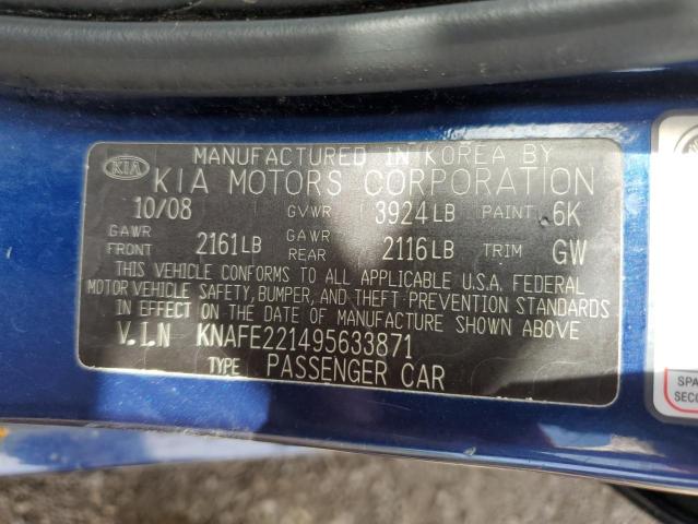 Photo 10 from auction – 2009 KIA SPECTRA EX with VIN KNAFE221495633871