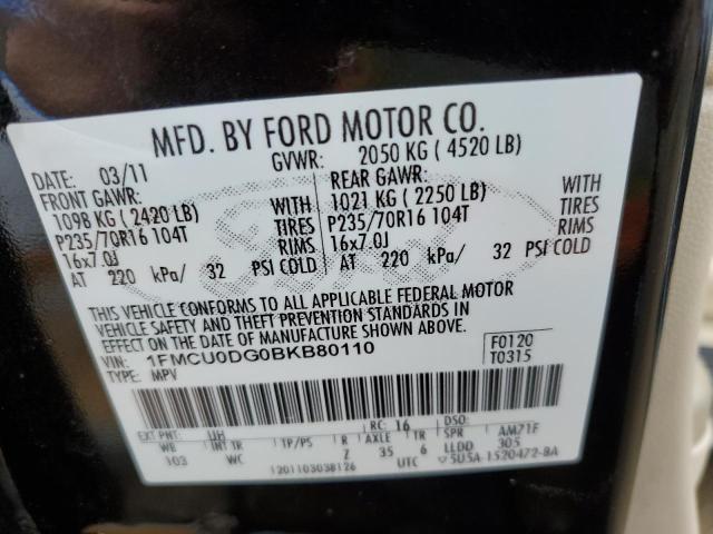 Photo 10 from auction – 2011 FORD ESCAPE XLT with VIN 1FMCU0DG0BKB80110