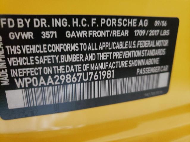 Photo 10 from auction – 2007 PORSCHE CAYMAN S with VIN WP0AA29867U761981