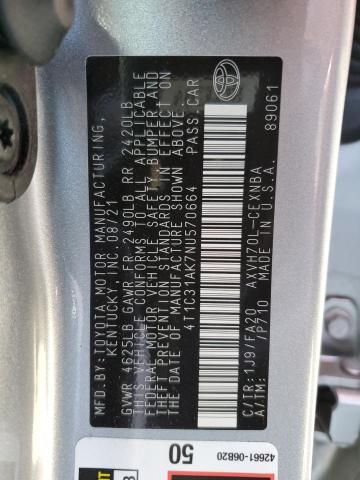 Photo 10 from auction – 2022 TOYOTA CAMRY LE with VIN 4T1C31AK7NU570664
