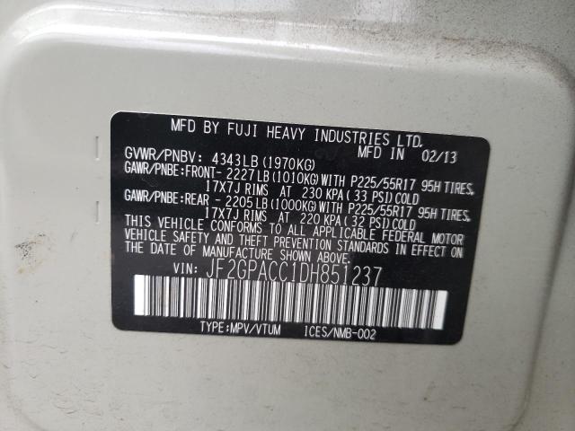 Photo 10 from auction – 2013 SUBARU XV CROSSTR with VIN JF2GPACC1DH851237