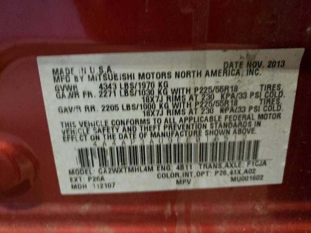Photo 10 from auction – 2014 MITSUBISHI OUTLANDER with VIN 4A4AP3AU9EE016512