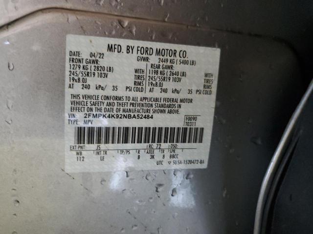 Photo 10 from auction – 2022 FORD EDGE TITAN with VIN 2FMPK4K92NBA52484