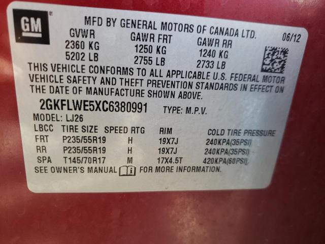 Photo 10 from auction – 2012 GMC TERRAIN SL with VIN 2GKFLWE5XC6380991